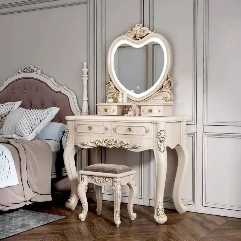 

Nordic Table Wooden Make Vanity Up Storage Beige Drawers Bedroom Dresser Organizer Luxury Beauty Meuble Coiffeuse Furniture