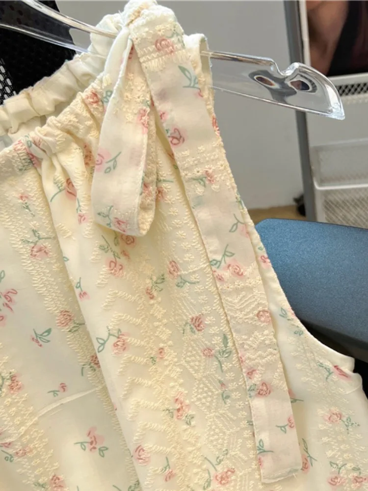 夏らしい花柄タイディテールスウェットシャツ レディース スイートスレ 韓国風ルーズフィット ノットセルフプレザベーショントップ