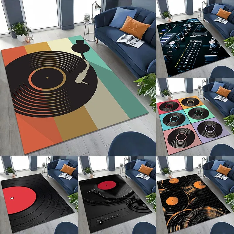 Record Music Carpet DJ Screen Tape Rug for Bedroom Living Room Sofa Home Doormat Decor Large Size  Play Non-slip Floor Mat