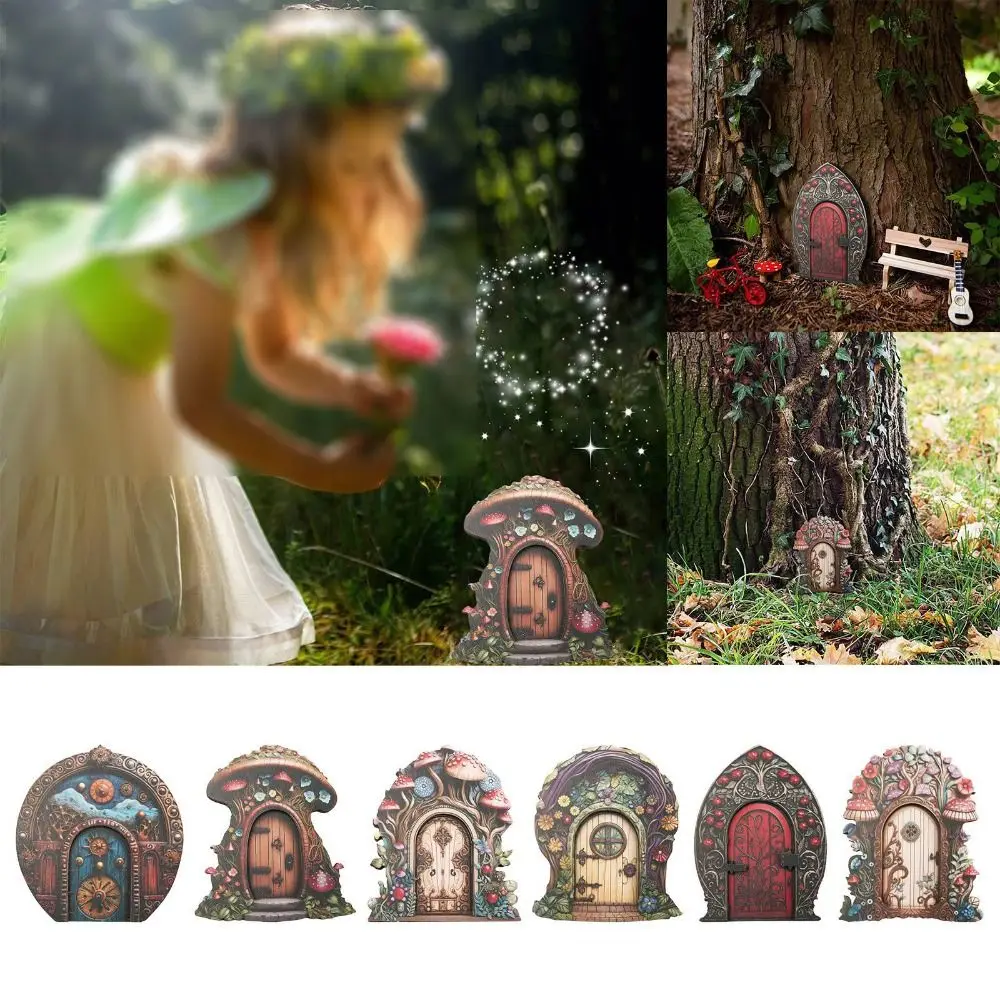 Micro paesaggio fata gnomo porta figurine artigianato in legno finestre porta in miniatura fatti a mano fata giardini porte decorazione del giardino