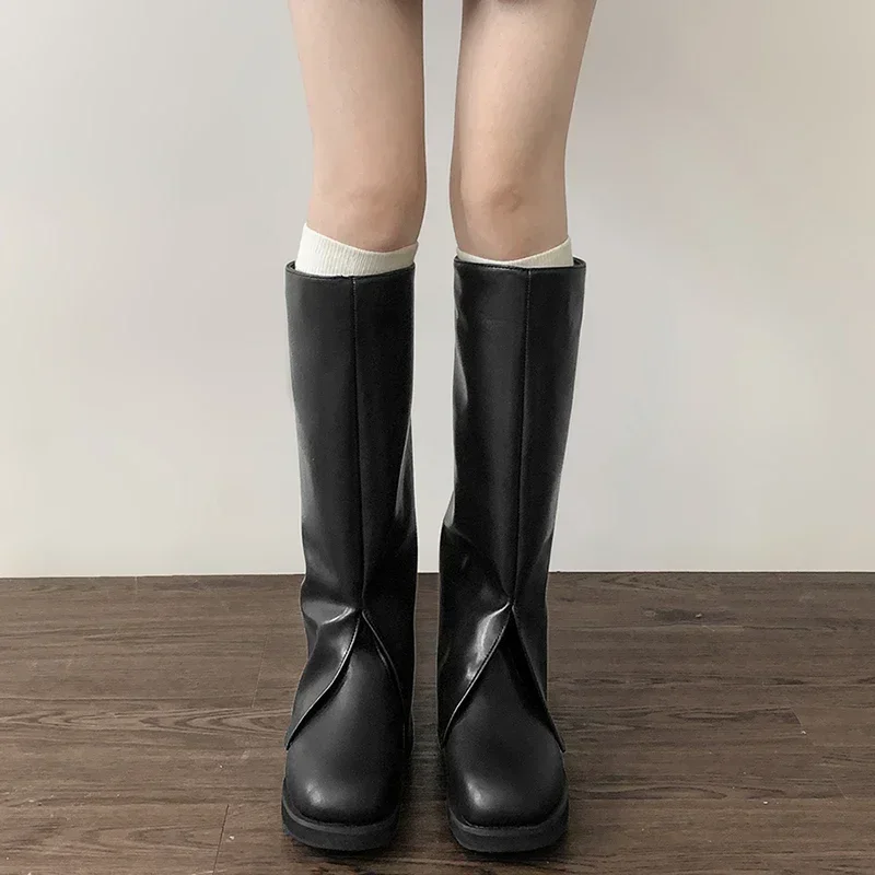 Bottes Hautes au Genou pour Femme, Chaussures de Styliste à Enfiler, à la Mode, avec Talon Optique, Bottines sulfde oral alier, pour Automne et Hiver, 2024