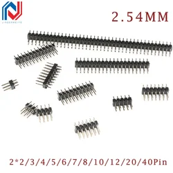 10pcs 2.54mm Double Row Male PCB Board Pin Header Connector Strip Pin header 2 * 2/3/4/6/8/10/12/15/20/40P For Arduino
