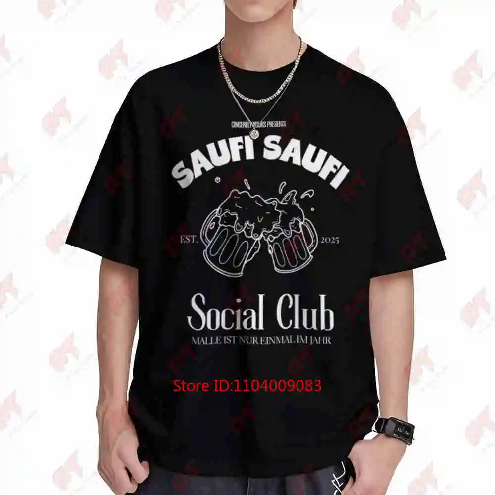 Saufi Social Club Cocktail Party Malle 2025 Short Sleeve Tee 100% Cotton T-Shirt