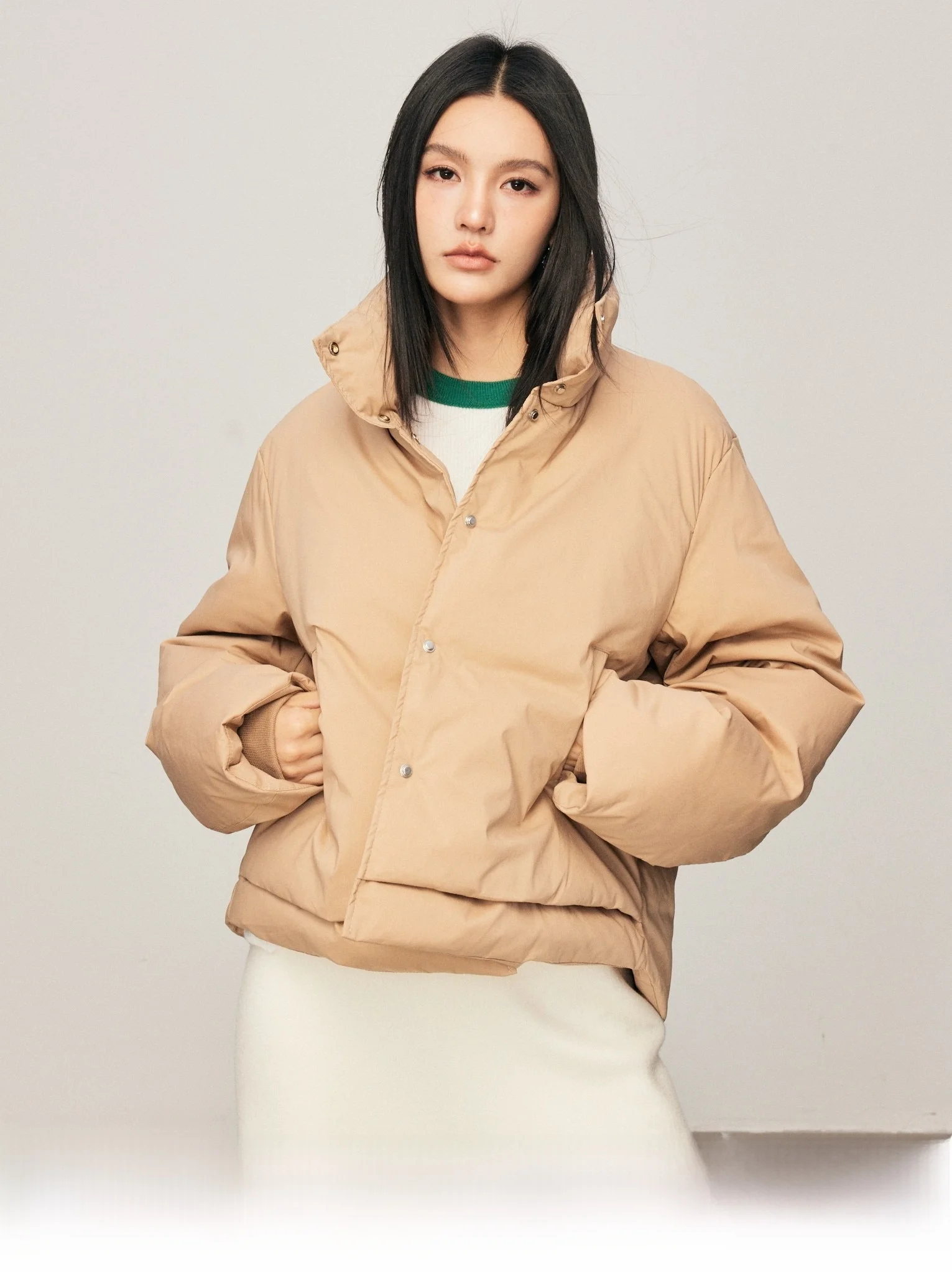 

Женская утепленная куртка CHILL ZOEY с двойным слоем пуха, теплая, универсальная верхняя одежда для весны и зимы, новая модель для повседневной носки