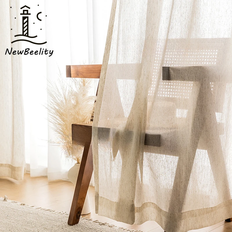 

Japanese-style Linen Semi-blacked Tulle Window Curtains for Living Room Bedroom Dining Cotton Linen Luxury Fashion Custom Size
