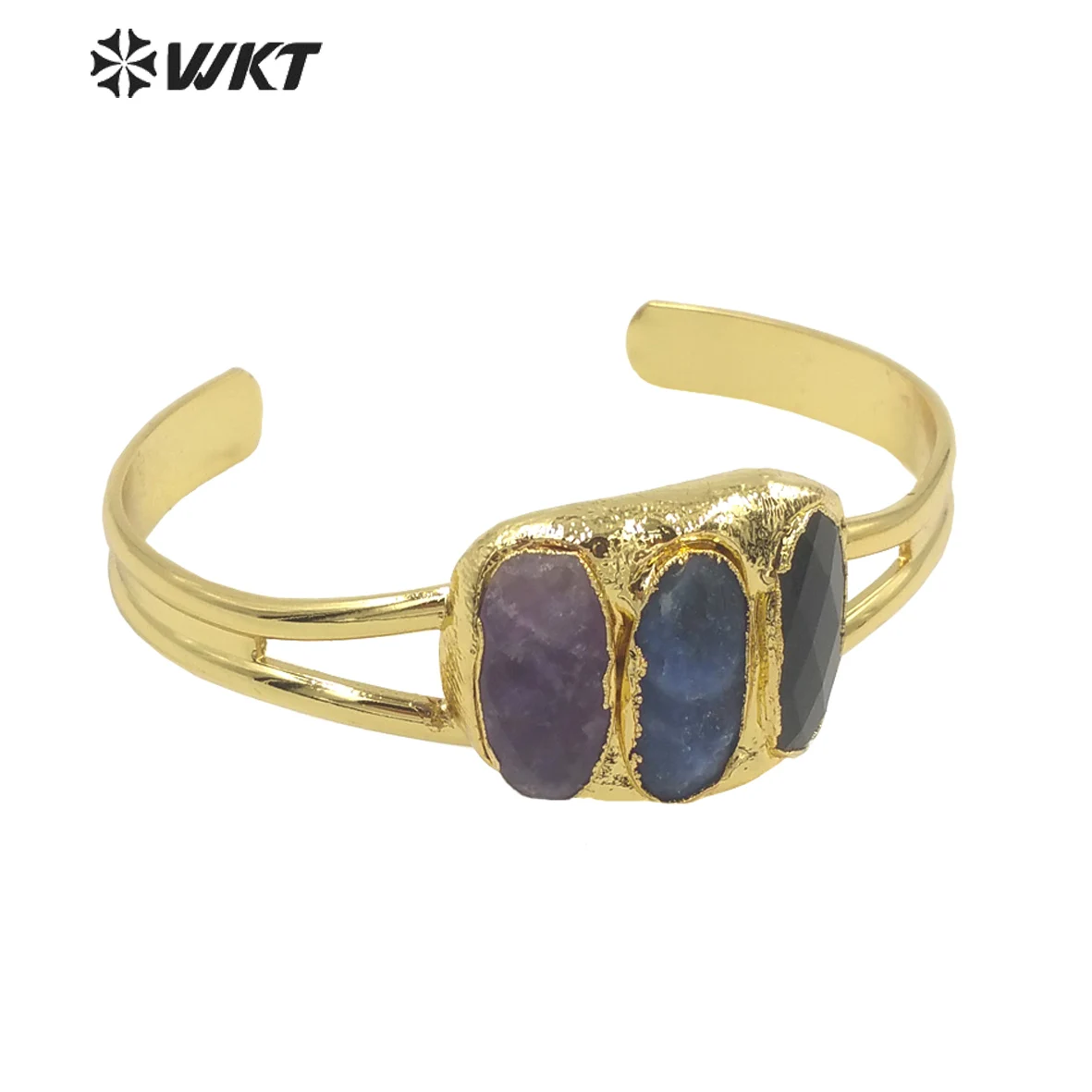 

WT-B609 WKT Natural Stone Bracelet Amethysts Labradorite Sodalite ACC Gold Thin Edge Adjustable Friend Jewelry Gift