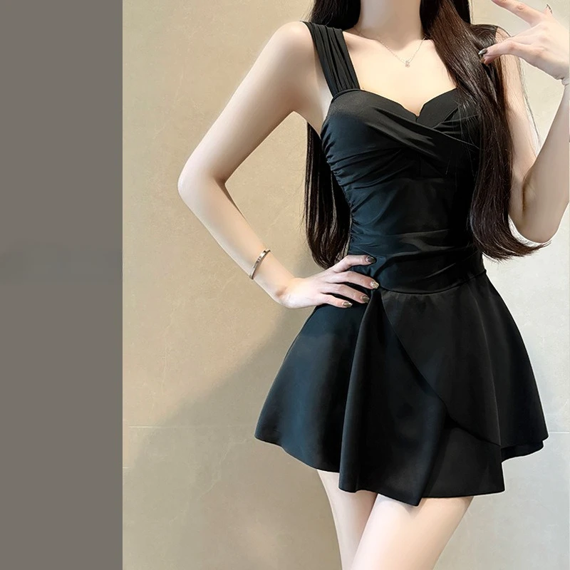sexy plain cross swimsuits one piece wrinkled bodysuits mini dress culottes bikinis padded swimwear beach outfits tankini