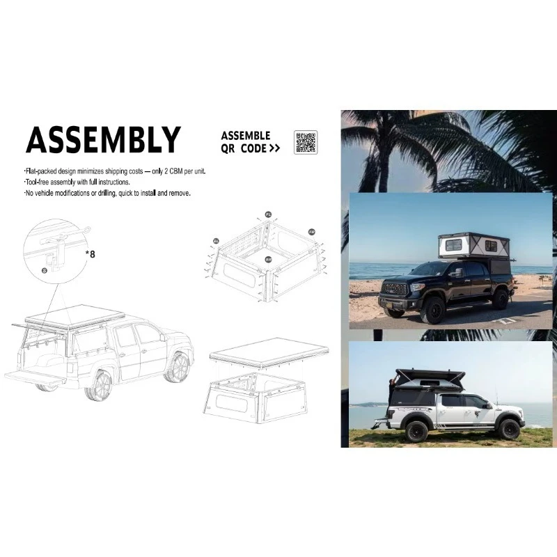 Pop Up Truck Bed Camper Anti‑Mildew Inner Liner Quick Disassembly For Wilderness Off‑Road Adventure, Expedition Truck Camper view 5