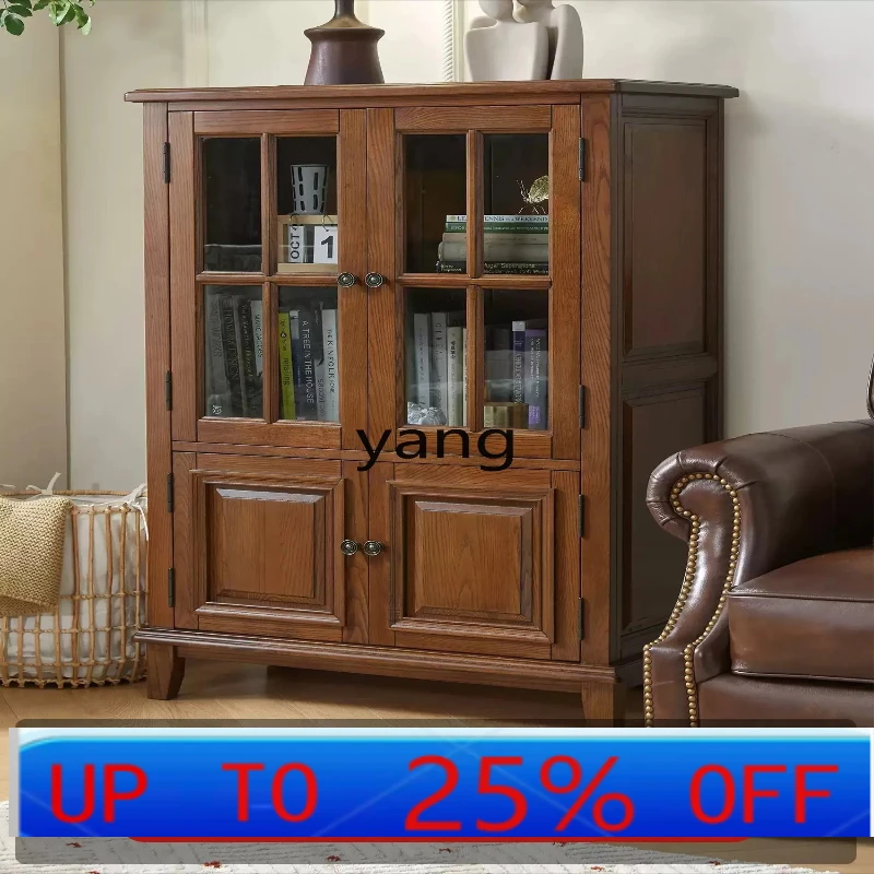 

LH all solid wood wall living room wine cabinet double door high-end light luxury side cabinet