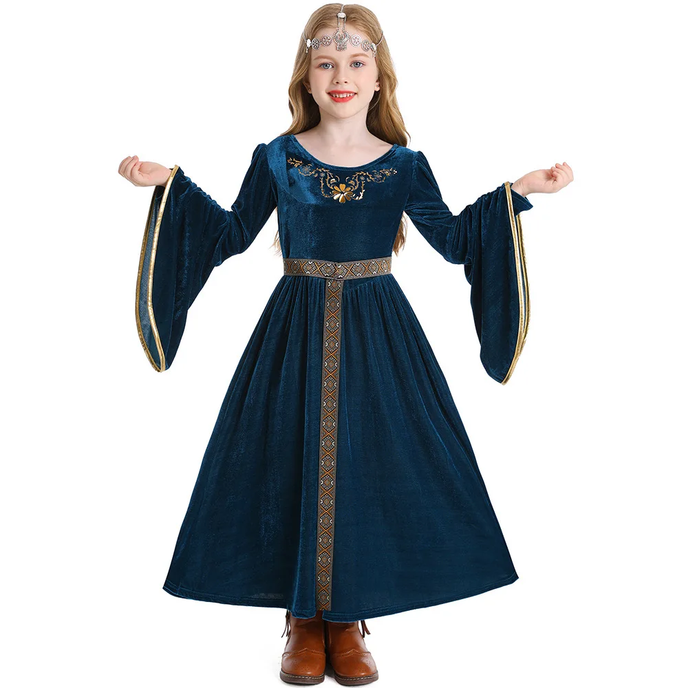 Girls Halloween Europe Middle Ages Retro Palace Ball Costumes Kids Children Young Lady Cosplay Carnival Purim Show Party Dress