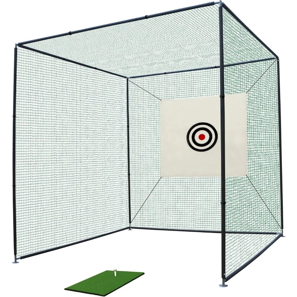 

10X10X10FT Golf Practice Net Cage Metal Frame Hitting Net Kit for Backyard，Golf Sports Barrier Nets Golf Batting Cage Netting Go