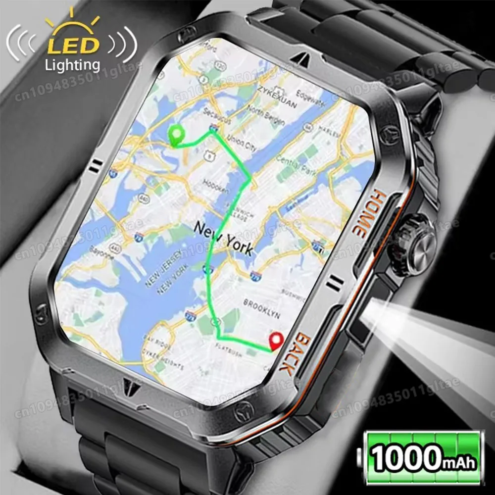 2026 New Military-grade Smart Watch Men GPS Flashlight 3ATM Waterproof Watch Bluetooth Call 100+Sport Outdoor Smartwatch Pk Hw12