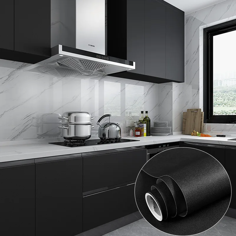40cm Self-adhesive Renovation Home Cabinet Kitchen Waterproof Wall Stickers PVC Thickened DIY Solid Color Wallpaper