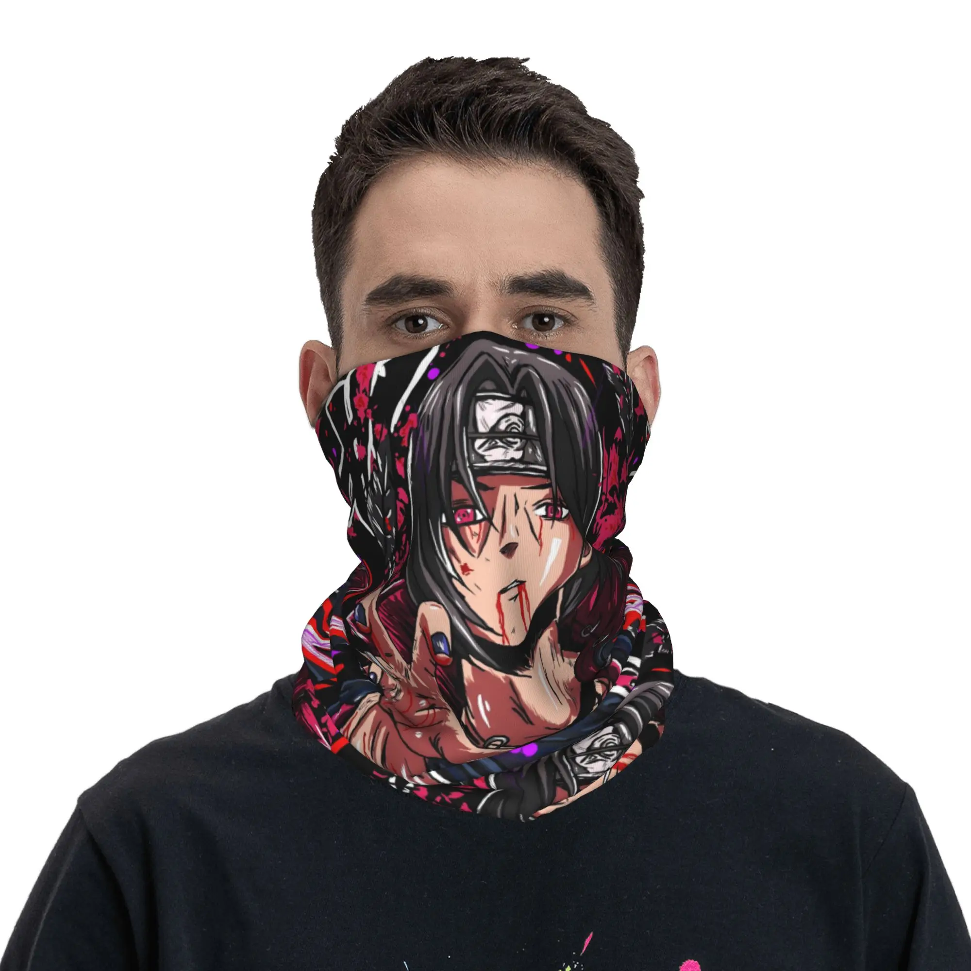 

Многофункциональная бандана-бафф Custom U-Uchihaes Itachi: аниме-шарф для лица с защитой от УФ-лучей, головной убор для мужчин и женщин, манга-бандана, туба, балаклава