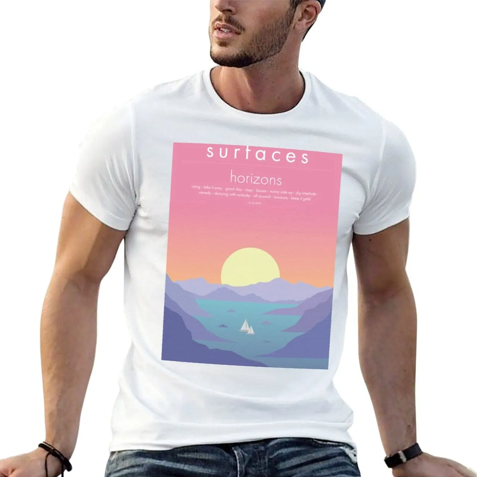 

Cover shirts oversize t anime T-Shirt t Horizons cotton Album Surfaces shirts man