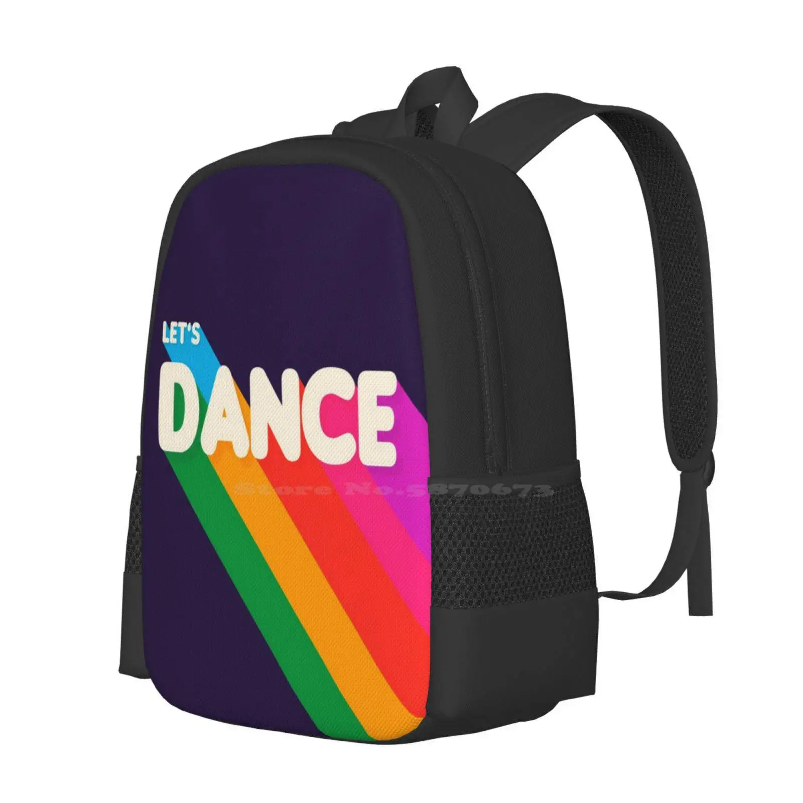 Rainbow Dance Typography Bag Backpack For Men Women Girls Teenage Dancing Dancers Rainbow Fit Positive 80S Retro Typography