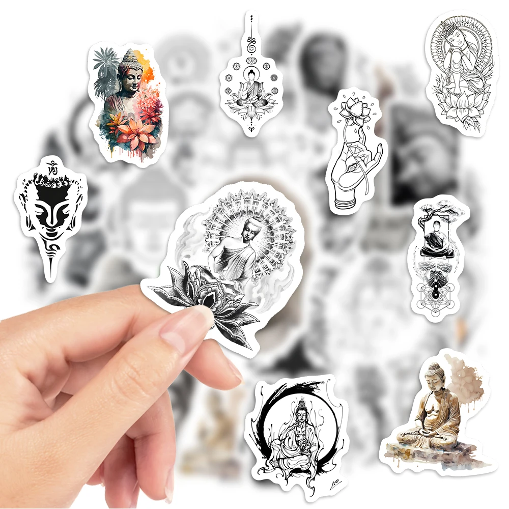 Buddha Aesthetics Stickers Yoga Sakyamuni Bodhisattva PVC Waterproof DIY Art Sketch for Phone Laptop Scrapbooking Decoration