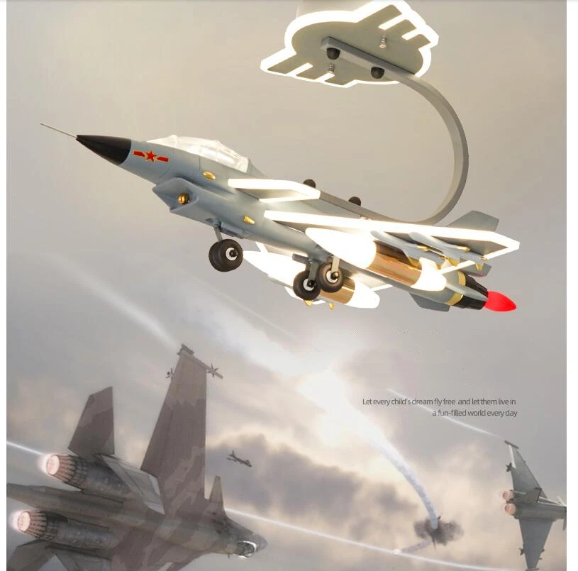 Modern Children Lights Silver Ceiling Lamp Airplane Deco L80cm W60cm H40cm Decora Bedroom Light LED 110V 220V  Home Decoration