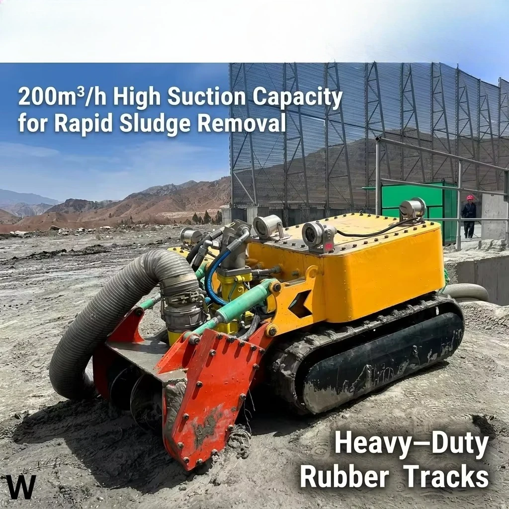 Remote Operated Amphibious Tracked Dredging Robot High Performance Mud Suction Machine For Lake And River Sanitation Work