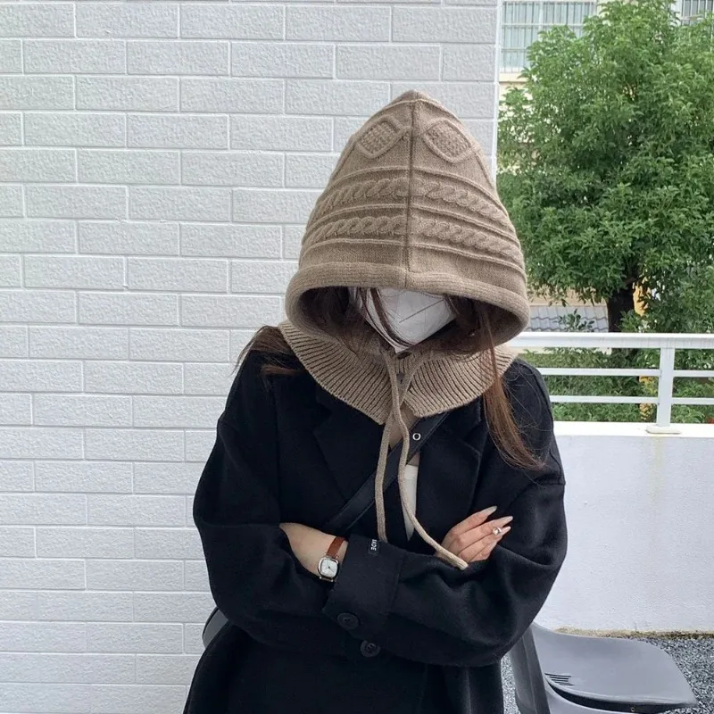 1 قطعة قبعات بالاكلافا الشتوية الدافئة للنساء ، بلون محبوك مزيج مقنعين وشاح قبعة للنساء قبعة الجمجمة قبعة صغيرة الرقبة الجراميق #2