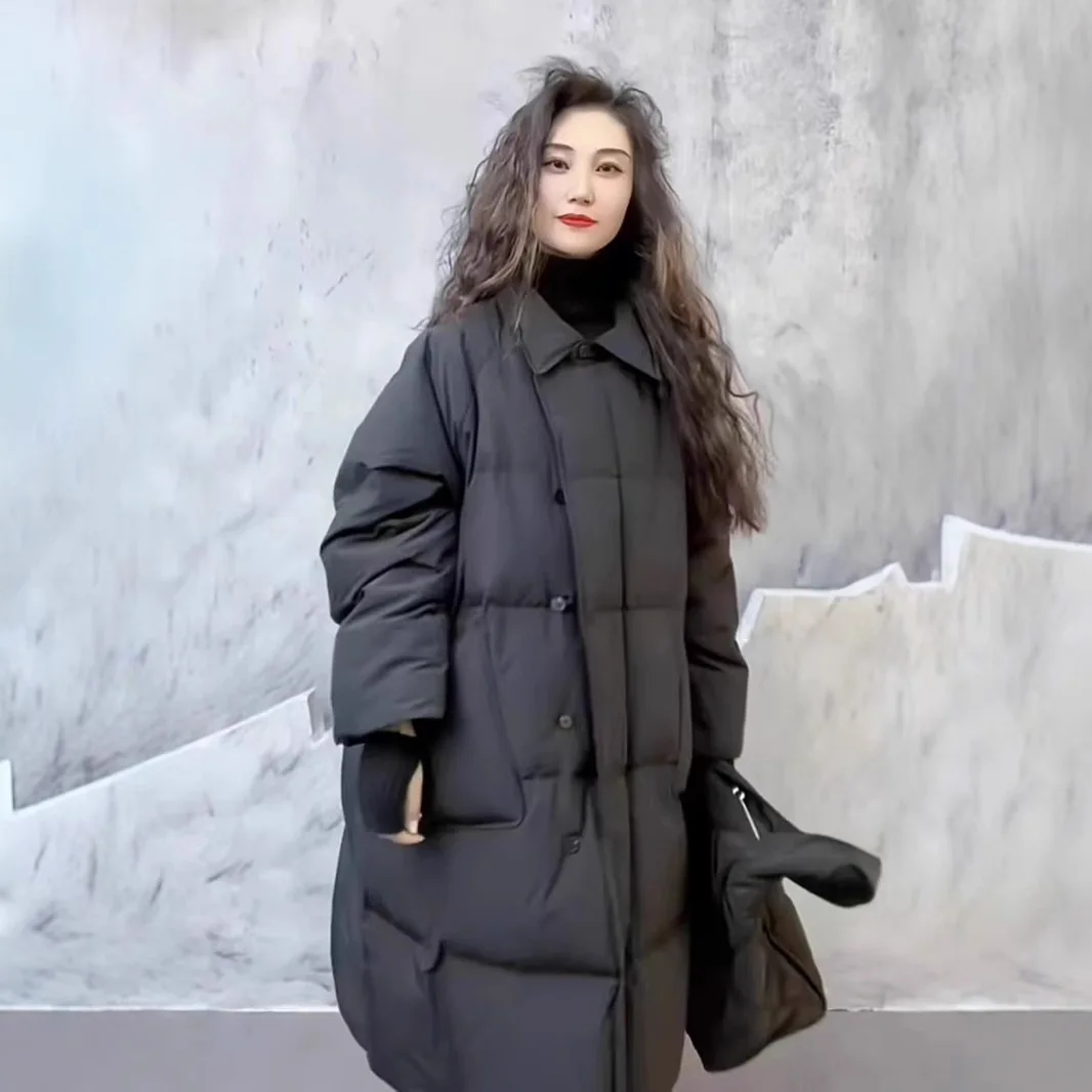 

Зимняя новинка 2026: Женский пуховик свободного кроя с отложным воротником, повседневный стиль