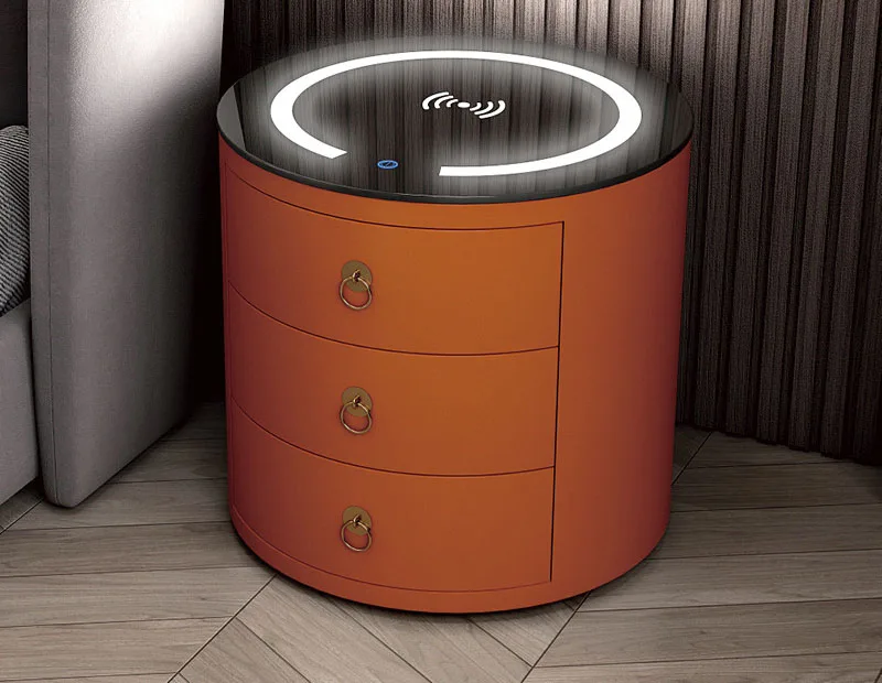Modern European Style Smart Nightstand Ambient Light Multifunctional Whole Bedside Cabinet Storage for Bedroom Furniture