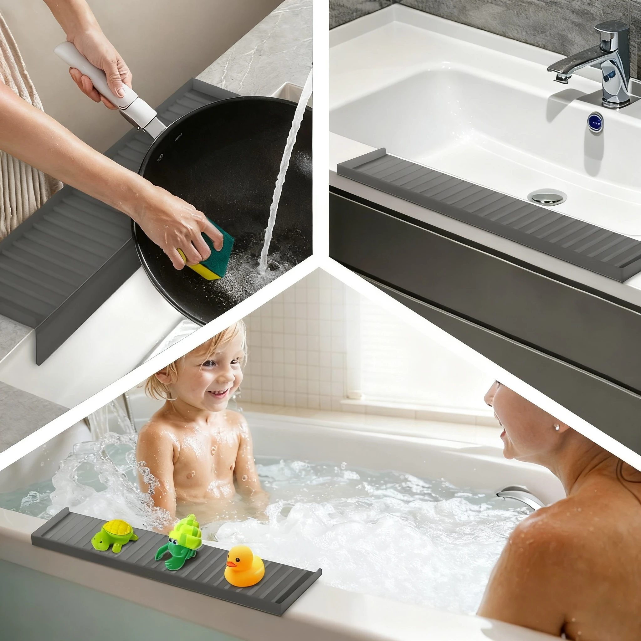 

Silicone Sink Edge Splash Proof Board Sink Edge Splash Pad for Kitchen Bathtub Water Catcher Mat Waterproof Countertop Protector