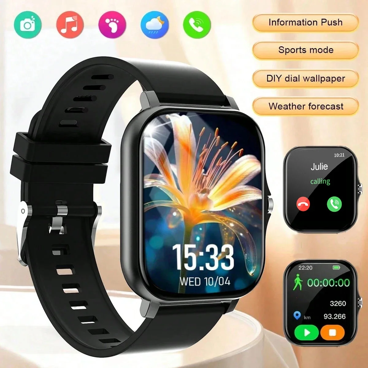 Smartwatch (responte/fazer chamadas), para mulheres e homens, display HD unissex, pedômetro rastreador de atividade fitness, relógios inteligentes