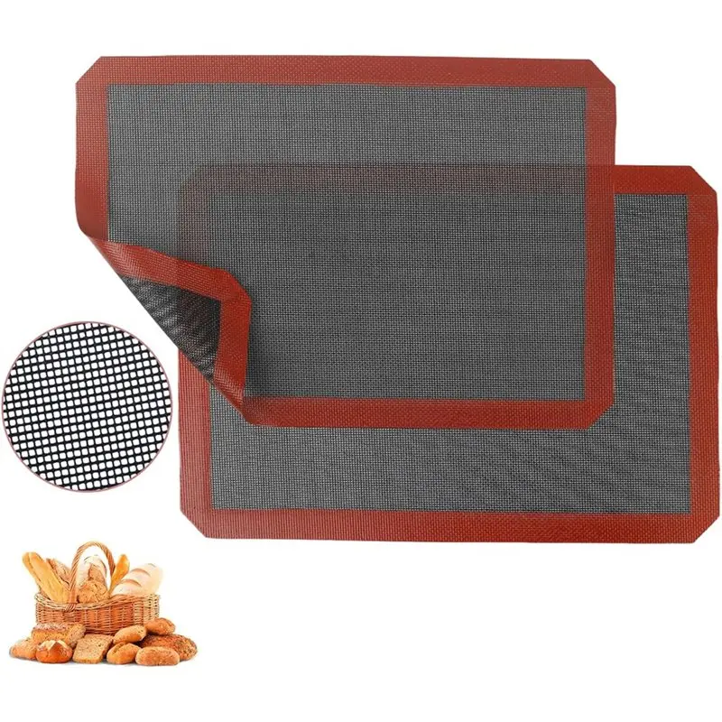 

ABUN-Reusable Silicone Baking Mat 15.7" X 11.6", Perforated Design-Non-Stick, Ideal For Even Cooking In For Breads, Cookies(2-Pa