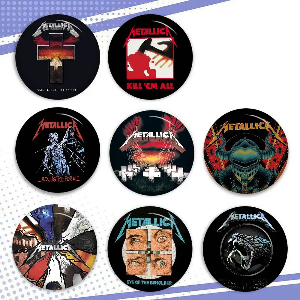 Pin de Botão de Metal LOGO M-METALLICA Band, Desenho Animado Fofo, Ícone Impresso Brilhante, Presente para Amigos, Distintivo, Broche de Colarinho, Pin de Lapela