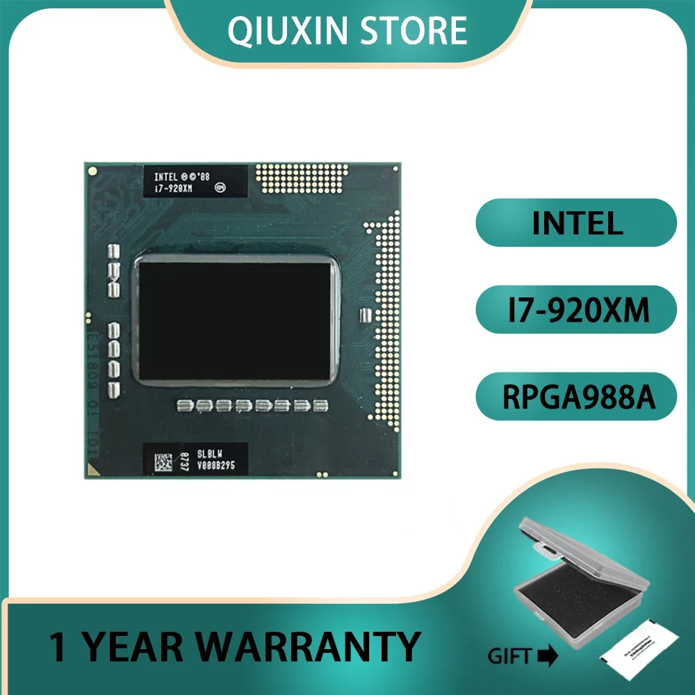 Intel Core i7-920XM i7 920XMSocket G1 / rPGA988A  CPU 2.0 GHz Quad-Core Eight-Thread  Processor 8M 55W