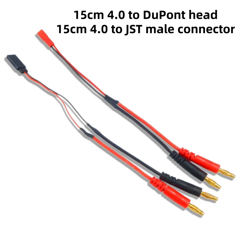 Câble de charge RC avec connecteur banane mâle 4,0 mm vers tête JST DuPont pour chargeur de batterie Lipo électronique RC