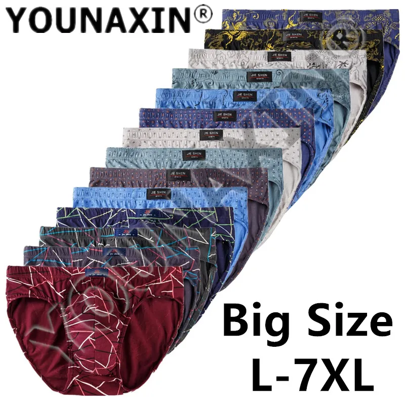 3 Pieces Cotton Men Briefs Underwear Knickers Panties Homme Pant Shorts Underpants Boy Undies Big Size 3XL 4XL 5XL 6XL 7XL