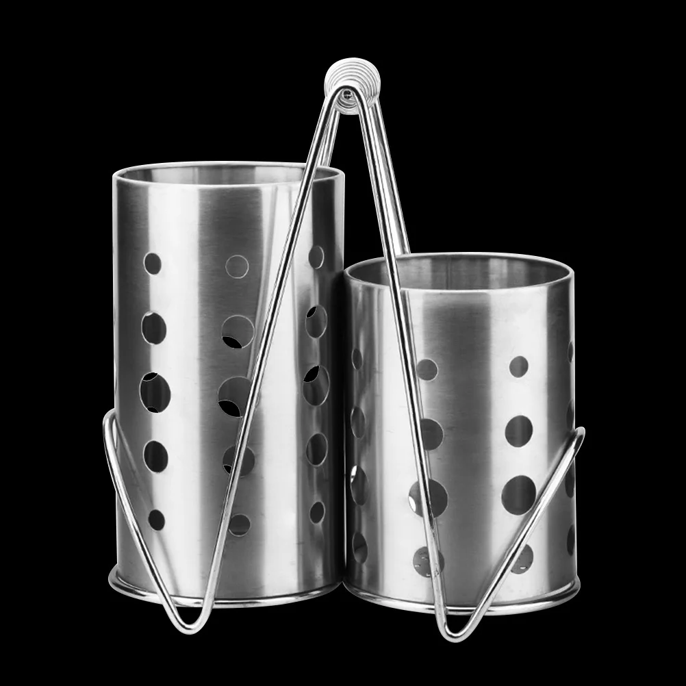 

3pcs Stainless Steel Chopstick Holder Kitchen Utensil Organizer With Drain Holes Cooking Tool Storage Rack Utensil Holder