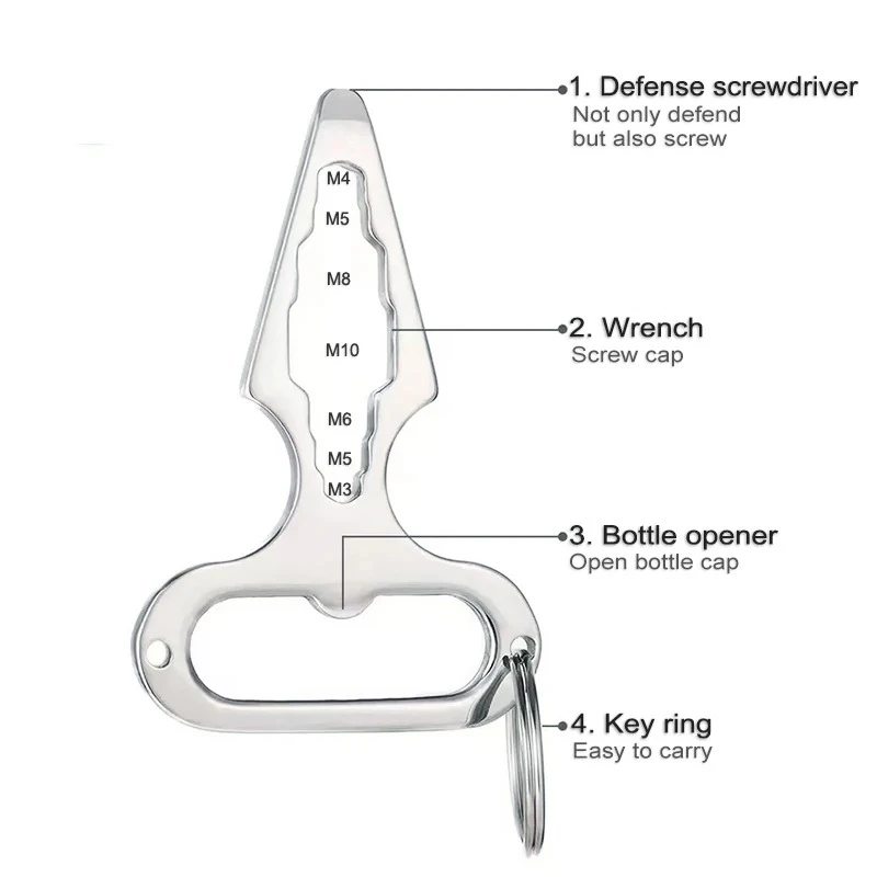 Outdoor EDC Survival Tool, Multifunctional Self-defense Spike,Wrench,Bottle Opener,Keychains for Outdoor,Camping,Hiking,Street