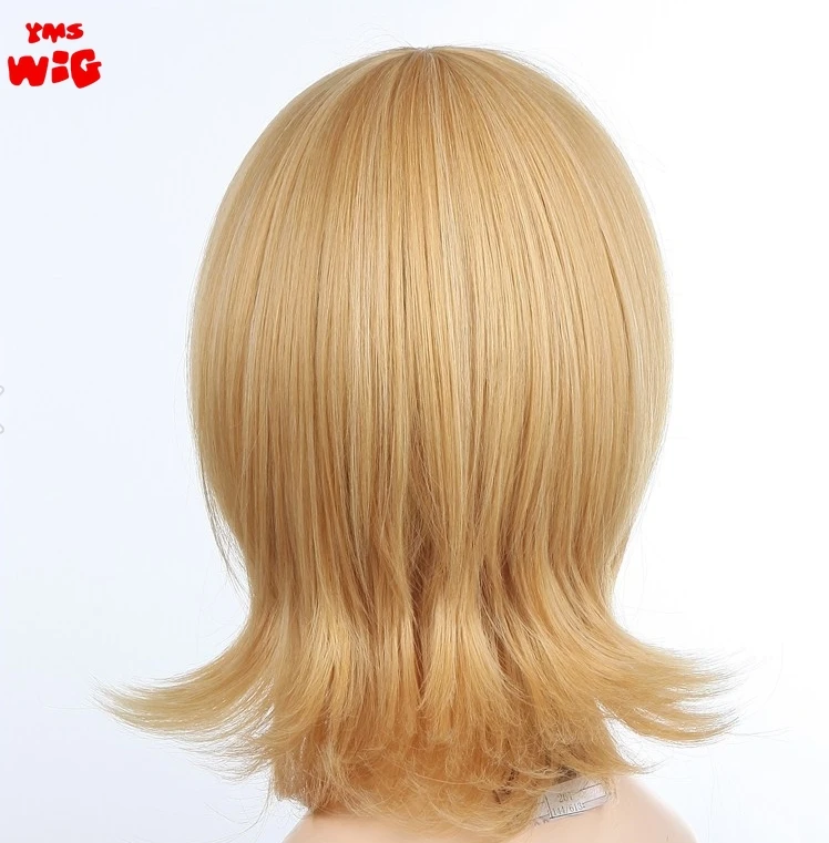 Cabelo liso curto sintético para homens e mulheres, perucas cosplay de festa, cabelo levemente encaracolado, resistente ao calor, 261