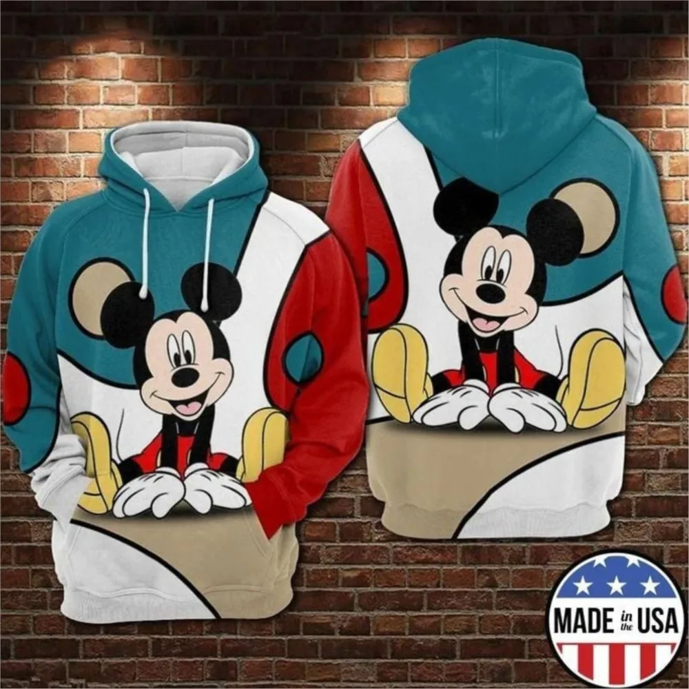 2026 neue Disney Cartoon 3D Digitaldruck Mickey Maus Muster Hoodie Täglich Casual Pullover Straße männer Hoodie