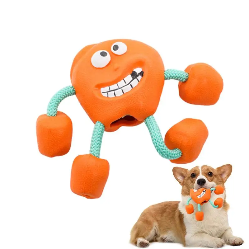 Rubber Toys For Dogs Indestructible Bite-resistant Dog Chew Toy Squeaky Interactive Orange Super Chewer Dog Toys For Large