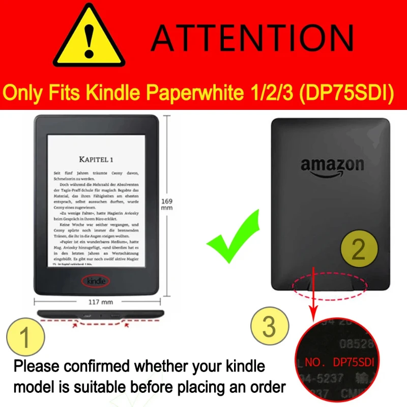 Case For Kindle Paperwhite 1 2 3 DP75SDI EY21 2012 2013 5th Gen 2015 6th Generation 6 Inch Smart Cover Auto Wake Sleep