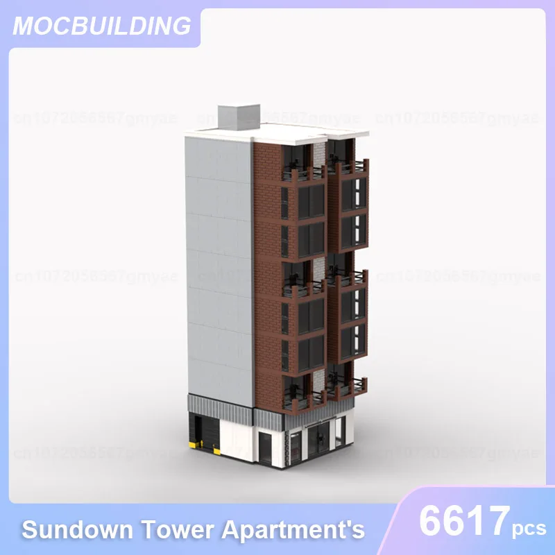Line Tower & Gym and Sundown Tower Apartment's Modular Buildings MOC Blocks DIY Assemble Bricks Archiecture Display Toys Gifts