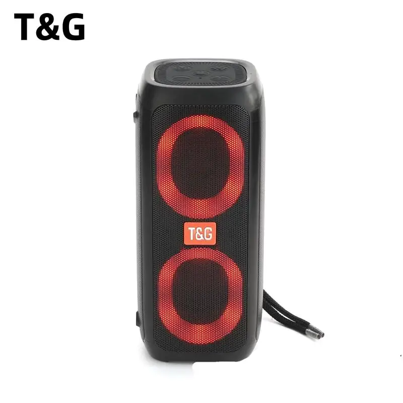 TG333 Caixa De Som Bluetooth Speaker Dual Music Player Card Outdoor Wireless Subwoofer RGB Colorful Light with FM Radio AUX