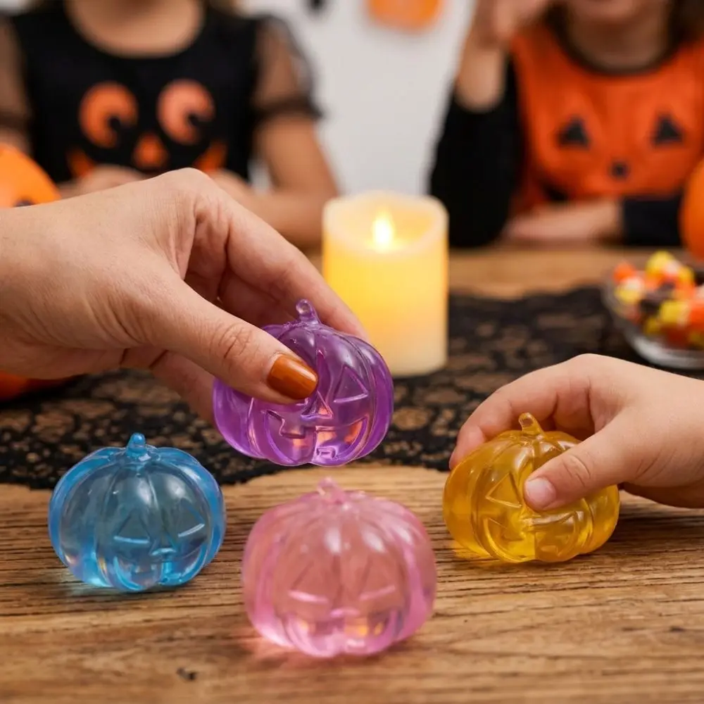 Super Soft Halloween Pumpkin Squishy Slow Rebound Simulation Squishy Stress Ball Crystal Clear Squidgy Pumpkin Squeeze