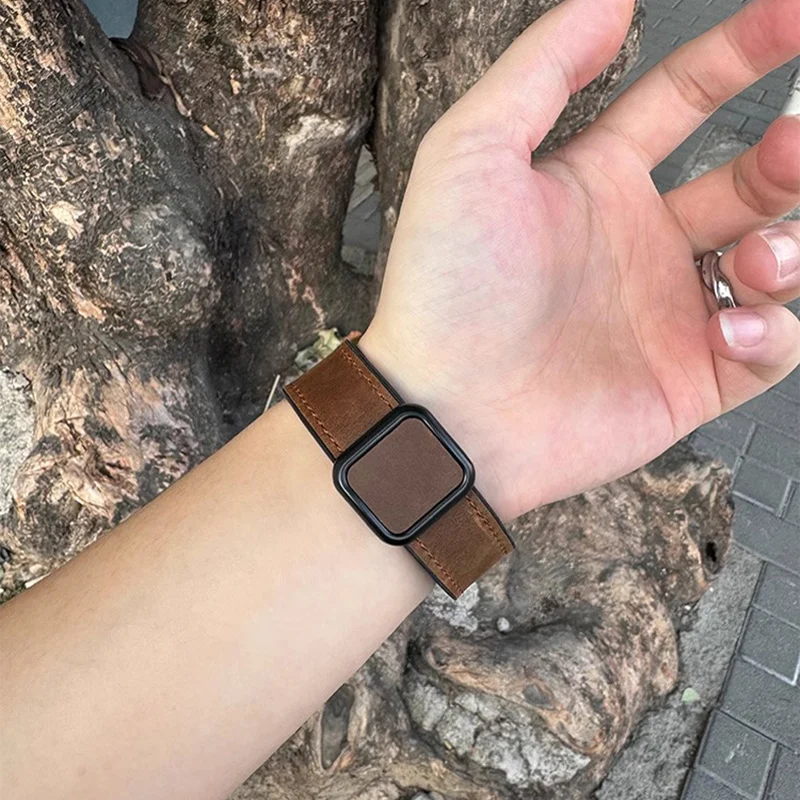 Correa de cuero con hebilla magnética, banda de silicona de 22mm para Samsung Watch Galaxy 6 5 Pro4,Huawei GT2 y Amazfit Vintage