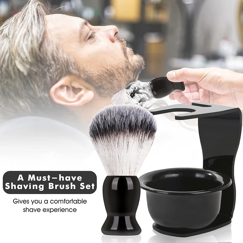 Shaving Brush Set, 3-in-1 Shaving Set With Shaving Brush, Shaving Bowl And Shaving Stand, Father's Day Men's Shaving Gift Set