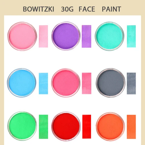 Imagen 2 del producto Bowitzki 30g pintura facial profesional pintura corporal pintura facial a base de agua maquillaje seguro para niños y adultos un solo color