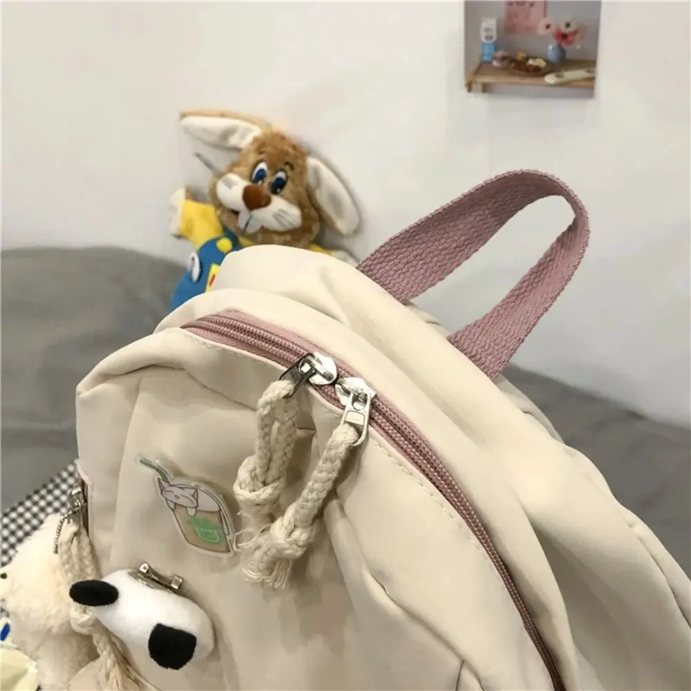 Nylon Große Kapazität Taschen Ins Koreanischen Stil Cartoon Tier Rucksack Trendy mit Anhänger Niedlichen Tier Schule Tasche Mädchen