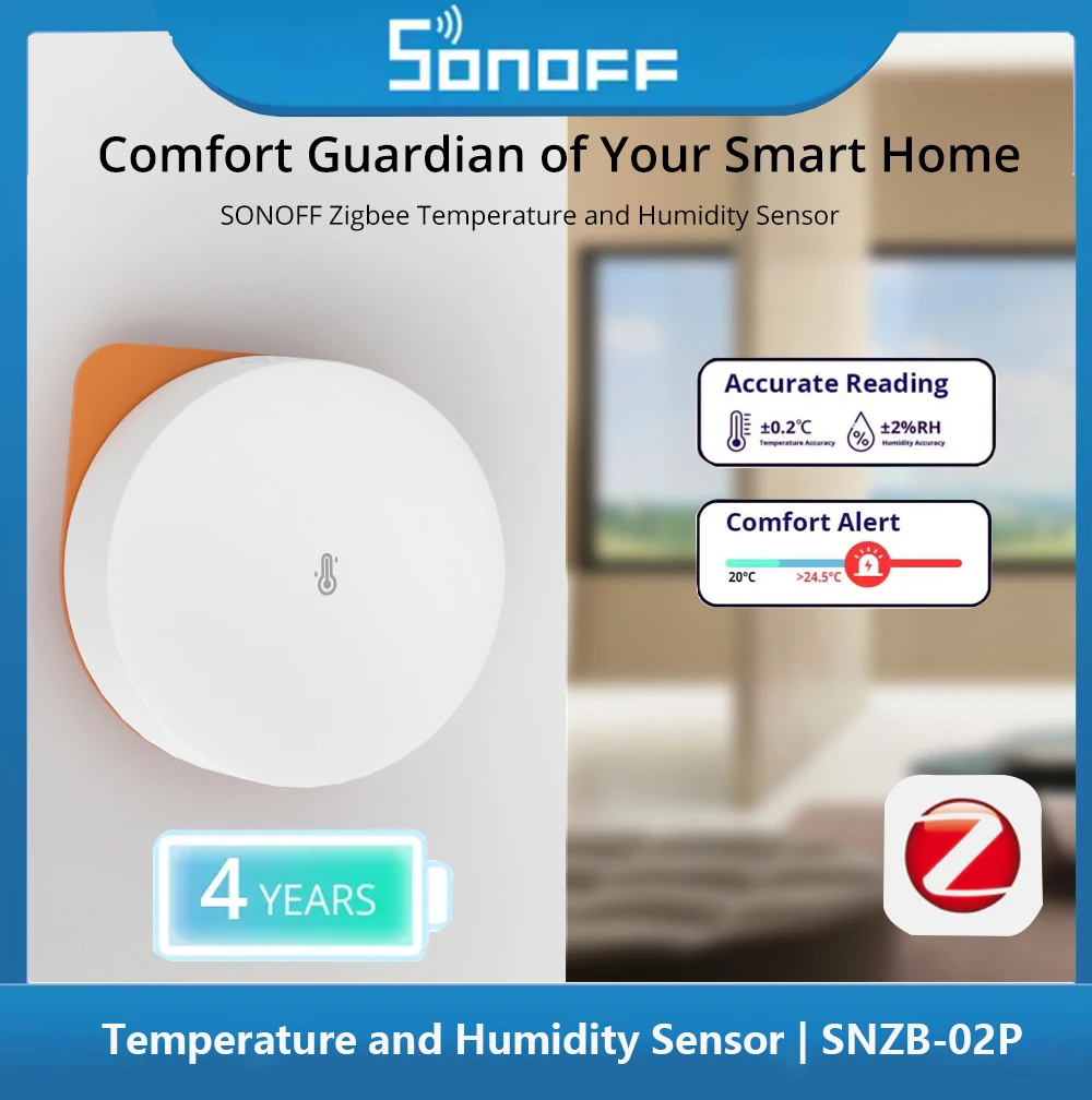 

SONOFF SNZB-02P Zigbee Temperature And Humidity Sensor Smart Home Thermometer Detector Via Ewelink Alexa Google Home Smartthings