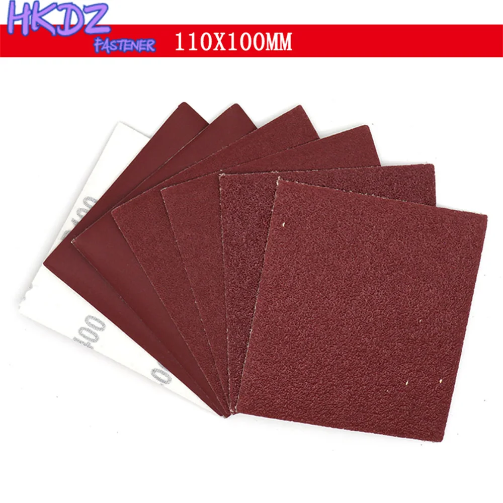 5-100Pcs 100x110mm Square Sandpaper Sand Sheets Grit 40 100 400 Hook Loop Sanding Red Polishing