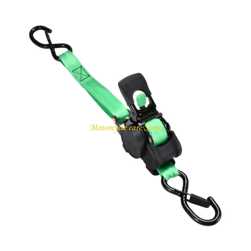 U75F Automatic Retractable Tie Down Strap for Motorbike Transport, Variable Length Polyester Webbing with Two Open End Fasteners