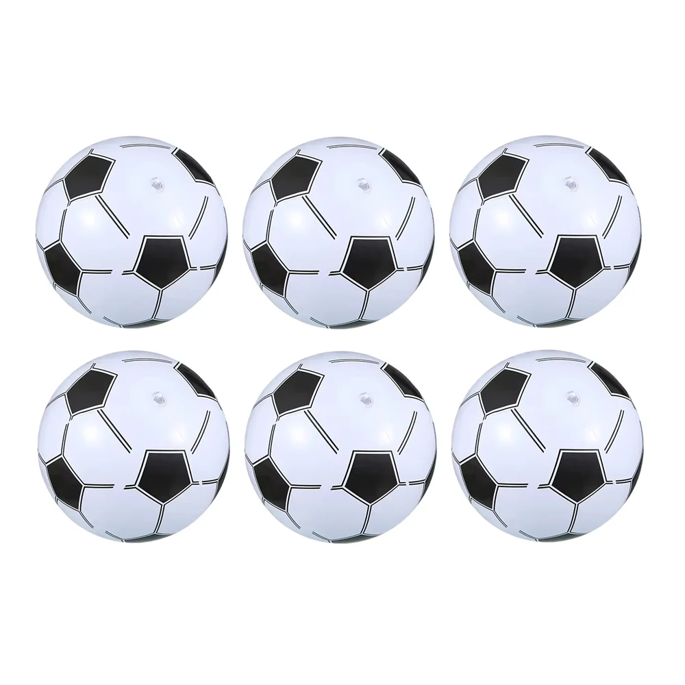 6pcs Inflatable Football Beach Ball Soccer Ball for Summer Swiming Pool Party Game Toy Gift